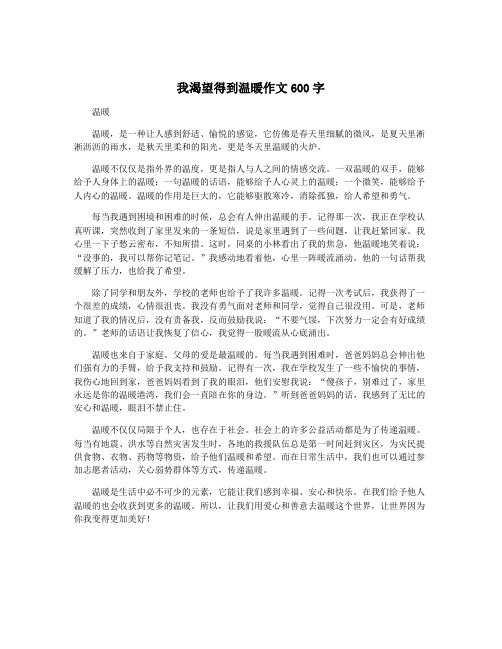 我渴望得到温暖作文600字