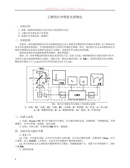 乙醇的红外吸收光谱仪的测定