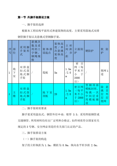 外脚手架搭设方案