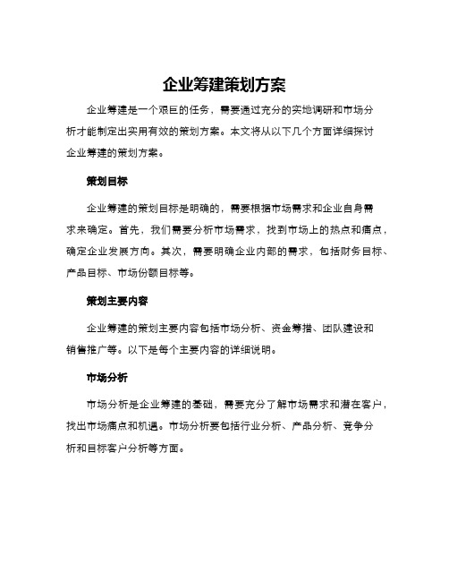 企业筹建策划方案