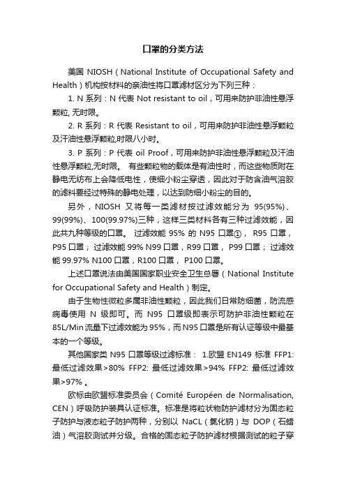 口罩的分类方法