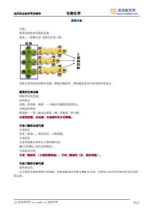 执业医师考试生物化学讲义