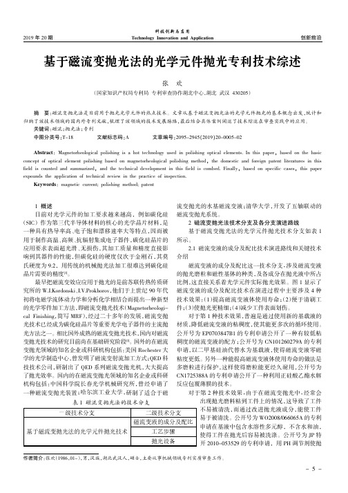 基于磁流变抛光法的光学元件抛光专利技术综述