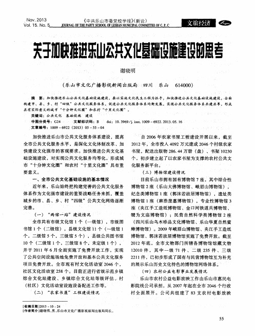 关于加快推进乐山公共文化基础设施建设的思考