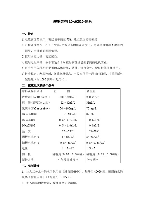 酸铜光剂LG-AC510体系.