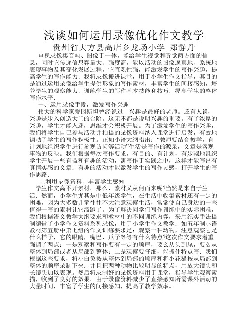 浅谈如何运用录像优化作文教学(郑静丹