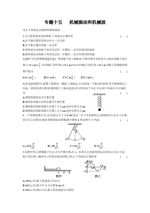 专题十五 机械振动和机械波(习思用.物理)