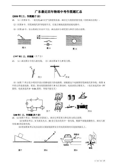 广东最近十年物理中考作图题汇总