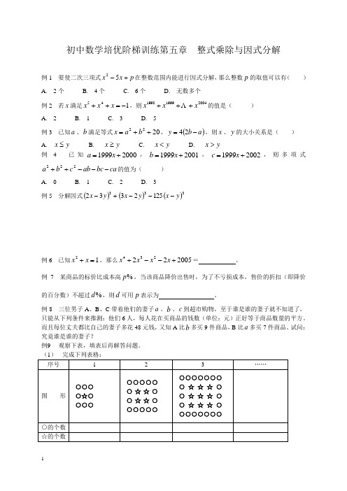 初中数学培优阶梯训练第五章_整式乘除与因式分解