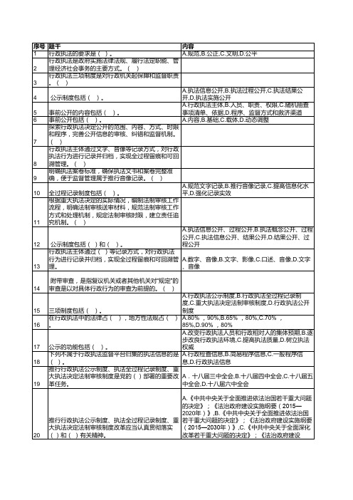 试题：全面推行行政执法三项制度指导意见解读