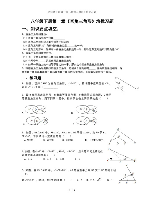 八年级下册第一章《直角三角形》培优习题