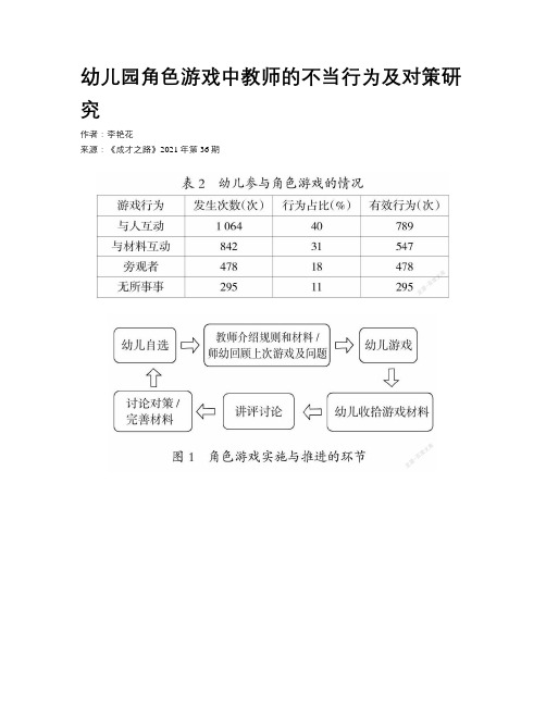 幼儿园角色游戏中教师的不当行为及对策研究