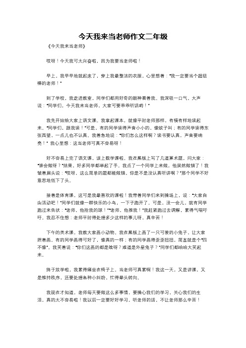 今天我来当老师作文二年级