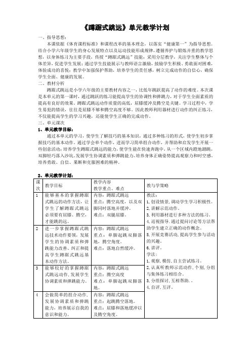 《蹲踞式跳远》单元教学计划