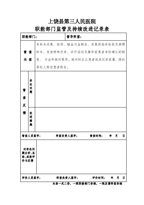 3121 职能部门监管及持续改进记录表