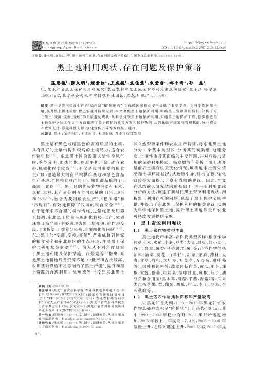 黑土地利用现状、存在问题及保护策略