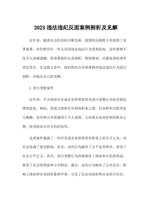 2023违法违纪反面案例剖析及见解