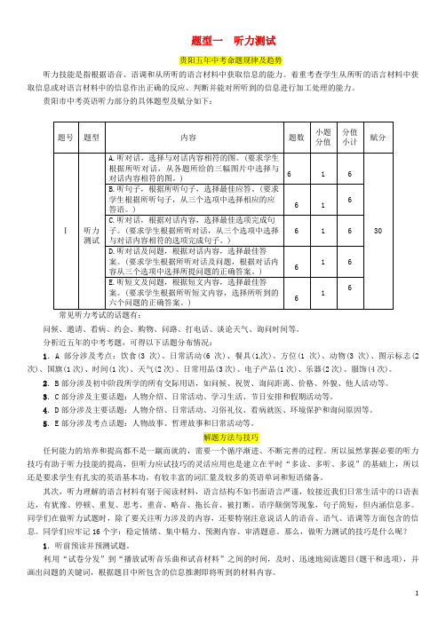 (贵阳专版)2019中考英语复习第3部分中考题型攻略篇题型1听力测试(精讲)检测