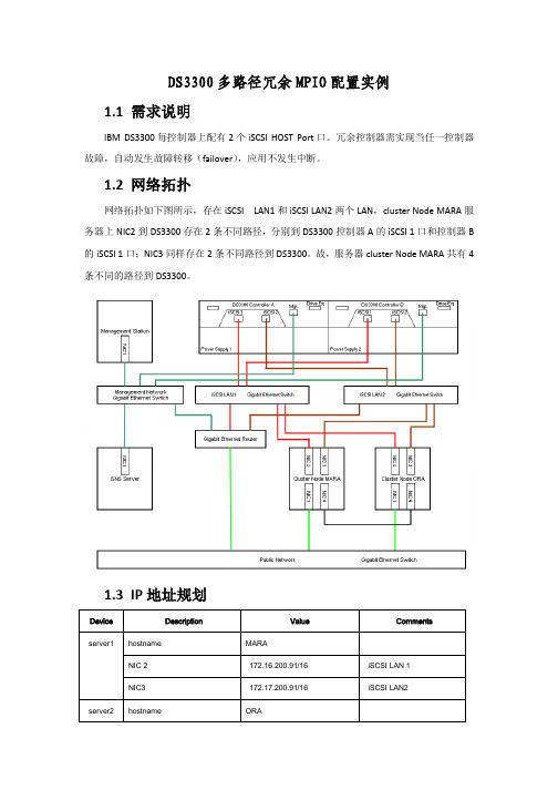 DS3300 多路径冗余 MPIO 配置实例