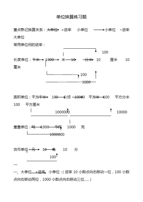 2020—2021年最新人教版小学数学四年级下册小数与单位换算练习题(精心整理精品试题).doc