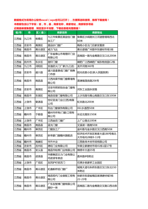 2020新版江西省门窗有限公司工商企业公司商家名录名单黄页联系电话号码地址大全813家