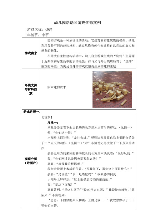 幼儿园中班活动区游戏优秀教学案例：《烧烤》