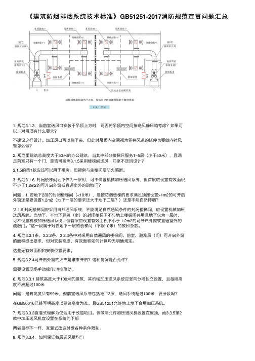 《建筑防烟排烟系统技术标准》GB51251-2017消防规范宣贯问题汇总