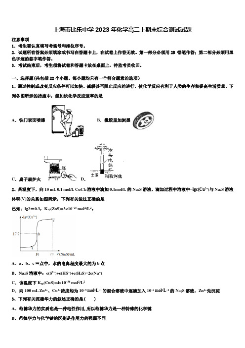 上海市比乐中学2023年化学高二上期末综合测试试题含解析