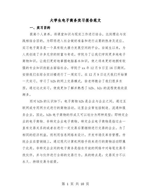 大学生电子商务实习报告范文（三篇）