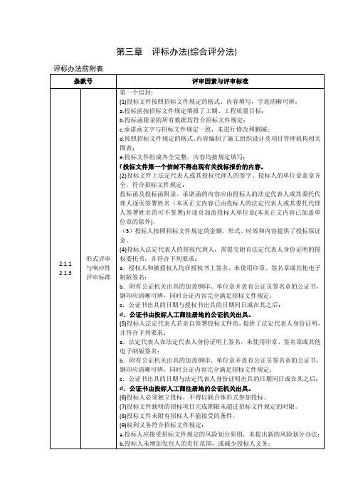 第三章评标办法(综合评分法)