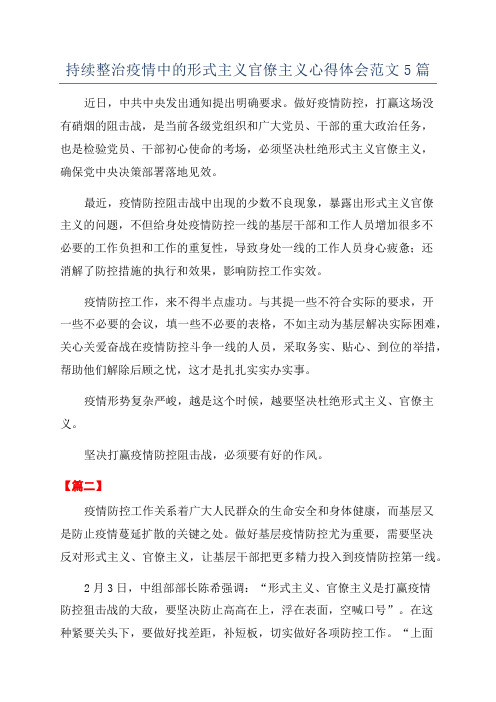 持续整治疫情中的形式主义官僚主义心得体会范文5篇