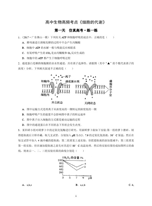 高中生物高频考点《细胞的代谢》(习题+总结)