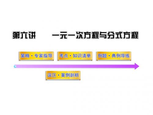 中考数学专题复习课件 --- 第六讲一元一次方程与分式方程