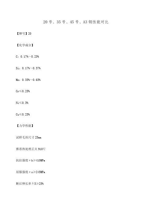 号号5号、3钢性能对比