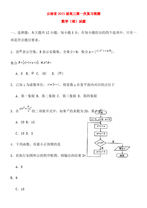 2015届云南省统测理数