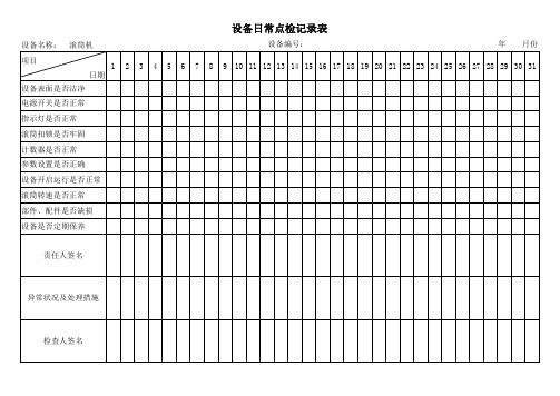 滚筒机日常保养点检记录表