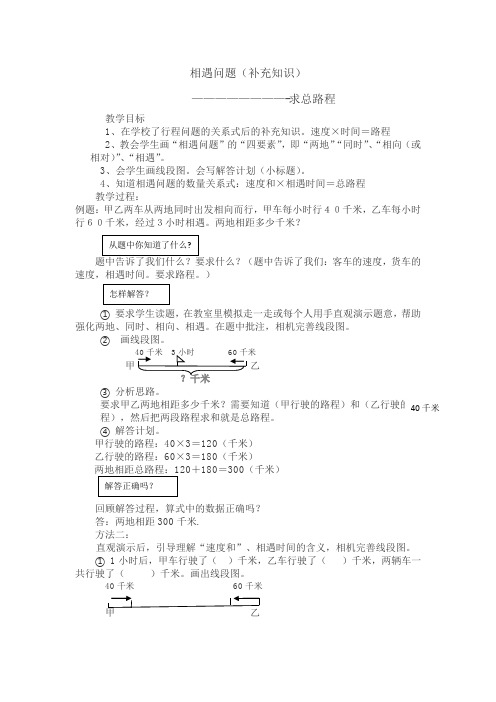 相遇问题补充知识------求总路程