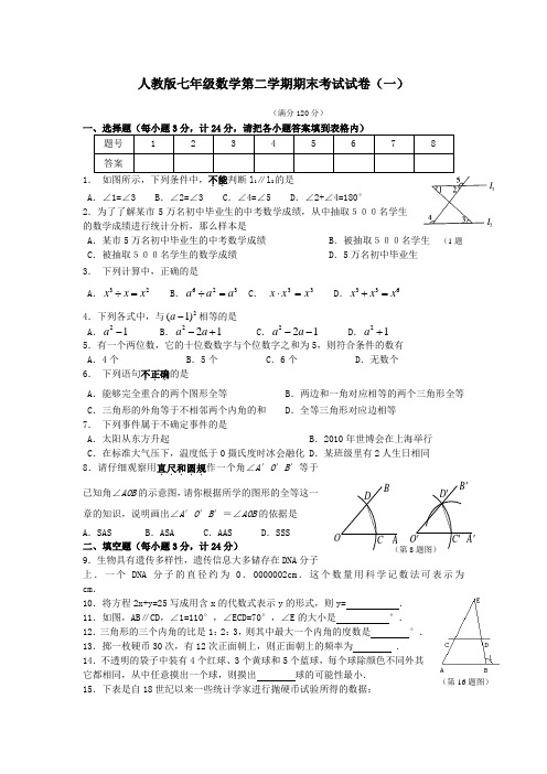 初一数学下期末试卷及答案