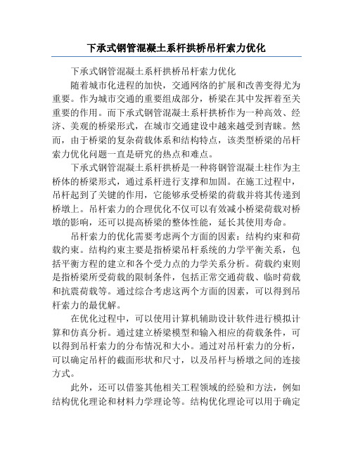 下承式钢管混凝土系杆拱桥吊杆索力优化