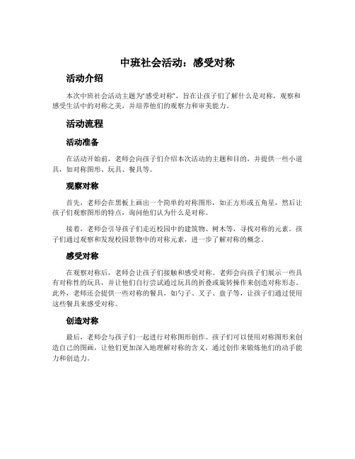 中班社会活动：感受对称