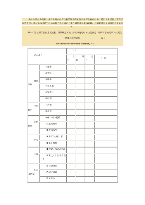 功能独立性评定