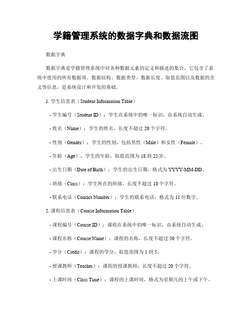 学籍管理系统的数据字典和数据流图