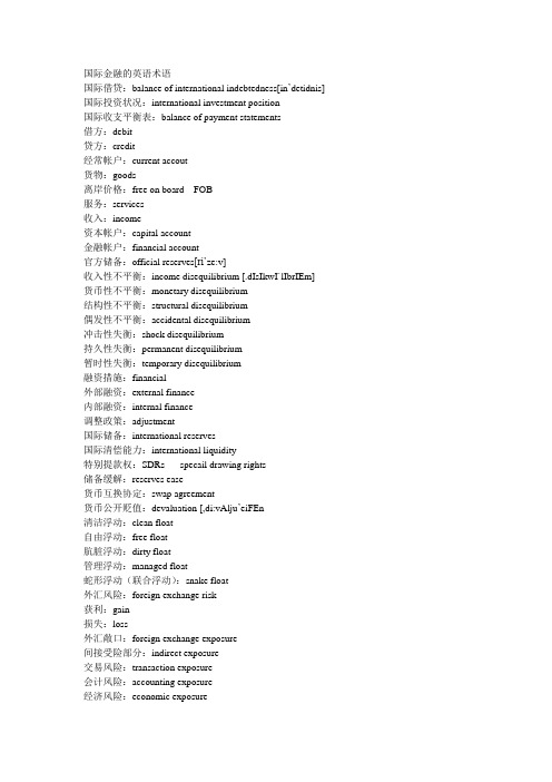 国际金融的英语术语