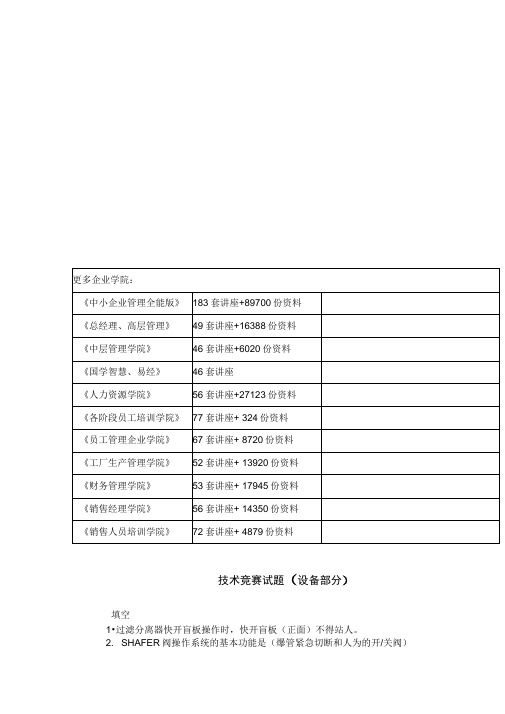 机械设备技术竞赛试题