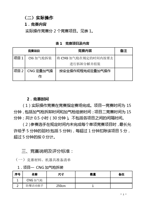 CNG场站加气工评分标准