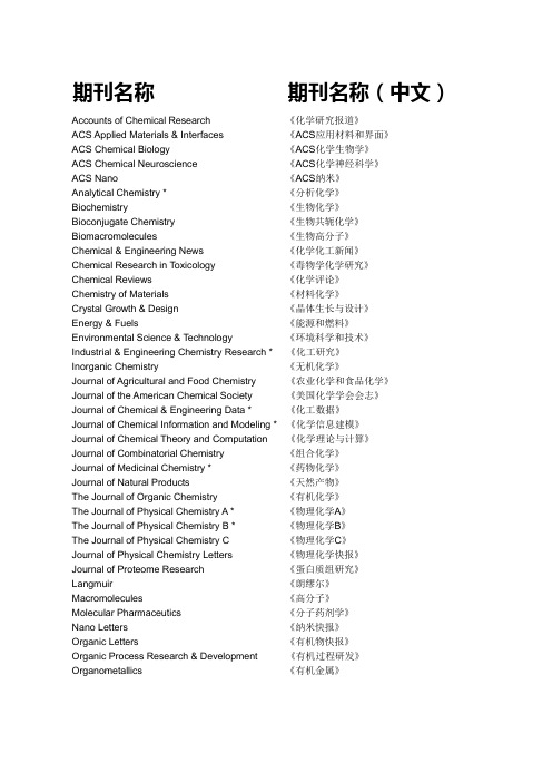 ACS期刊列表及简介