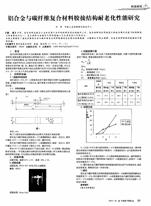 铝合金与碳纤维复合材料胶接结构耐老化性能研究