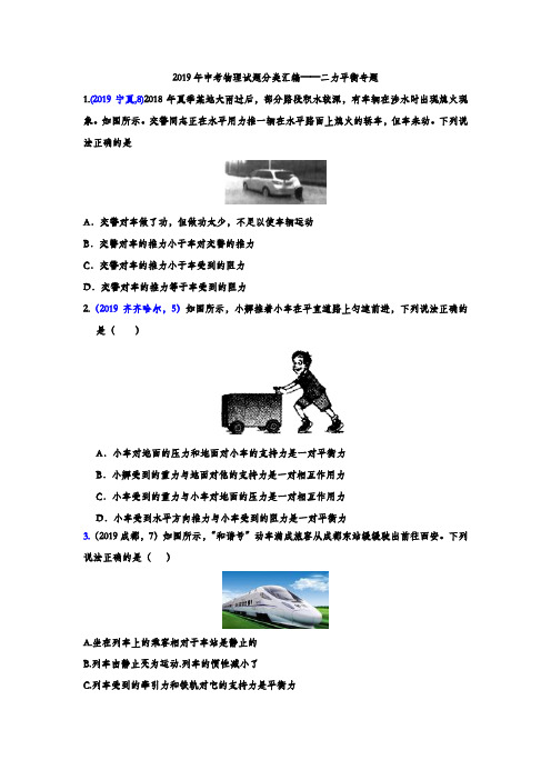 2019年中考物理试题分类汇编——二力平衡专题(word版含答案)