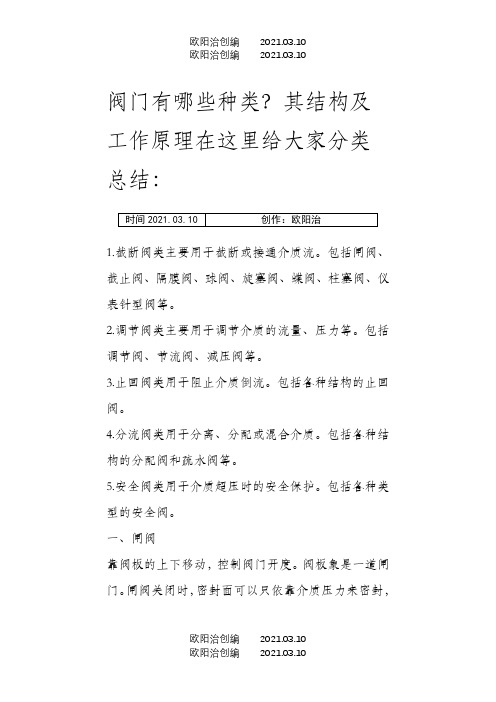 十五种常用阀门结构及工作原理(带示意图)之欧阳治创编