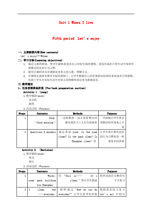 二年级英语上册 Unit1 Where I live(5)教案 沪教牛津版